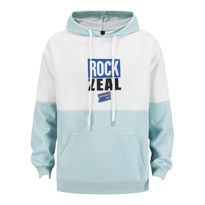 Men's Colorblock Hoodie with Rock Zeal Graphic Print in Soft Cotton-Polyester Blend and Kangaroo Pocket