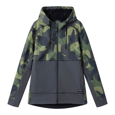 kopen Heren Color-Block Camo Softshell Jas met Capuchon, Winddichte Shell met Thermische Gebreide Voering online vervaardiging
