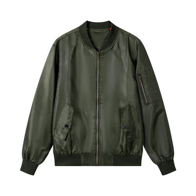 kaufen Army Green Leichtgewicht Bomberjacke MA-1 mit orangefarbener Auskleidung und windfestem Schalen Online-Herstellung