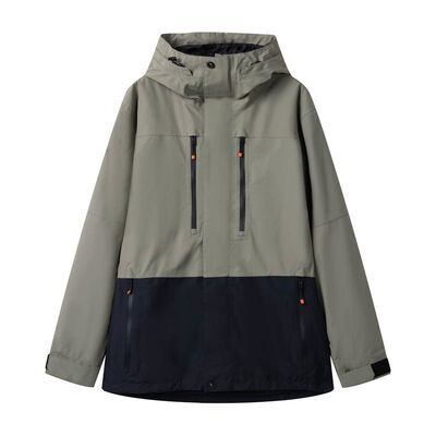 kaufen Herren Isolierte Zwei-Ton-Ski-Outdoor-Jacke Wasserdicht Mit Kapuze Khaki Navy Online-Herstellung