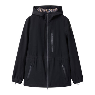 Mua Áo khoác parka có mũ trùm đầu chống thấm nước nhẹ với lớp lót in họa tiết màu đen sản xuất trực tuyến