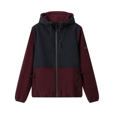 Buy Men's Wind-Resistant Fleece Hooded Jacket with Soft Brushed Fleece Body and Colorblock Design online manufacture