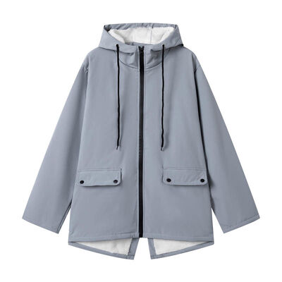 buy S – XXL  Outdoor Jackets Light Grey Fishtail Parka With Sherpa Fleece Lining Fixed Hood online manufacture