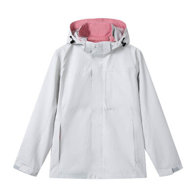 comprar Casaco feminino masculino respirável impermeável com capuz branco com forro rosa Fabricação em linha