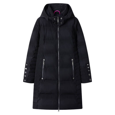kopen 100 polyester lange hoed zware winterjas zwart dames quilted jas met hoed online vervaardiging