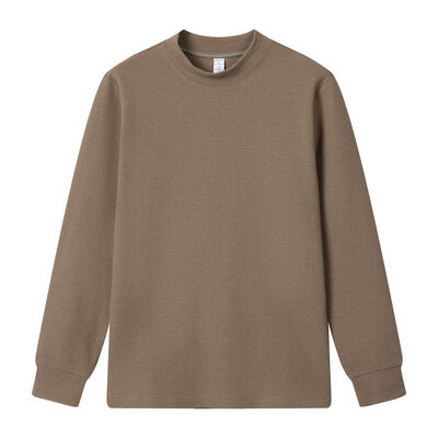 購入 テクスチャードベーシックTシャツ OEM ラウンドネック長袖トップス 仕事用 デイリーウェア オンライン製造