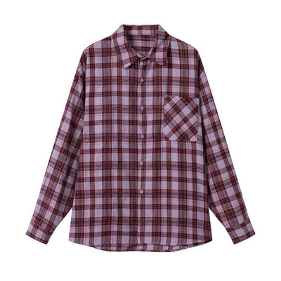 kupować Unisex Vintage Casual Work Shirts Plaid Flannel Long Sleeve Button Down Shirt Brzuch kieszeni produkcja online
