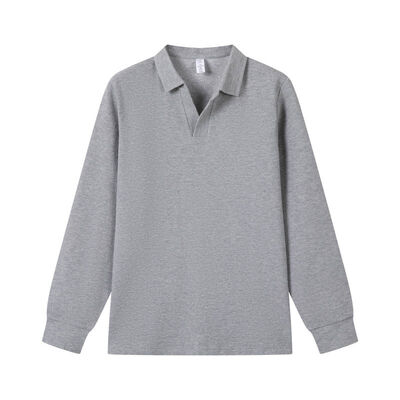 satın al Unisex Teksturlu Klasik Polo Gömlekleri Waffle örgü Uzun kollu Polo Gömlekleri Üst V Boynuz Plaketi Çevrimiçi üretim