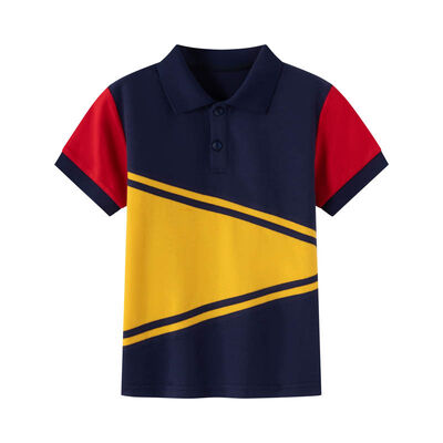 satın al Colorblock Klasik Polo Tişörtleri Esnek Pike Kısa Kollu Polo Sarı Çapraz Panel Çevrimiçi üretim