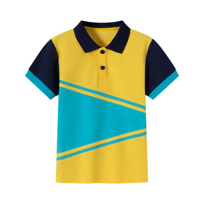 kopen Gele heren pique poloshirts Colorblock korte mouw klassieke pique polo Teal Diagonaal online vervaardiging