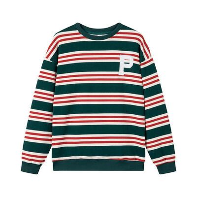 comprare Uomo Uomo Maglioni a maglia verde a strisce con patch di lettere di chenille fabbricazione online