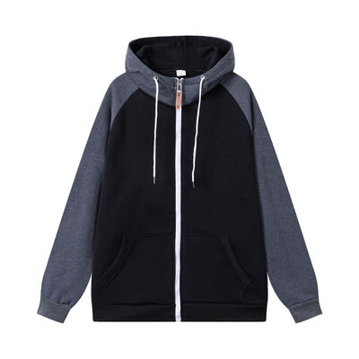 acheter Sweat à capuche zippé bicolore pour homme avec manches raglan et fermeture éclair contrastée pour un look sportif et urbain fabrication en ligne