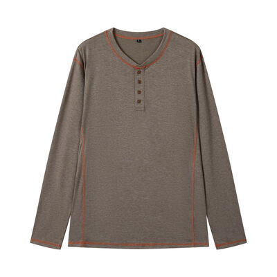 comprar Camisas Polo Clássicas Slub Masculinas Henley de Algodão Manga Longa com Costura Contrastante Fabricação em linha