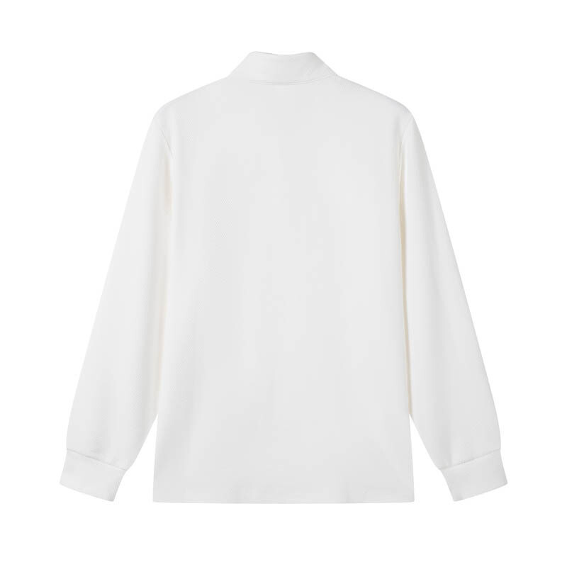 Textured Piqué Half-Zip Mock-Neck Polo Shirt